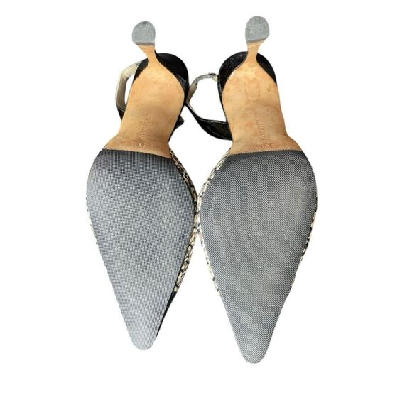 Manolo Blahnik Carolyne Black/White Slingback Heels - Picture 4 of 8